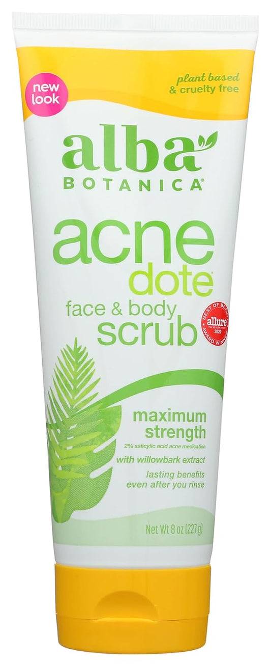 Acnedote Maximum Strength Face & Body Scrub, 8 Oz